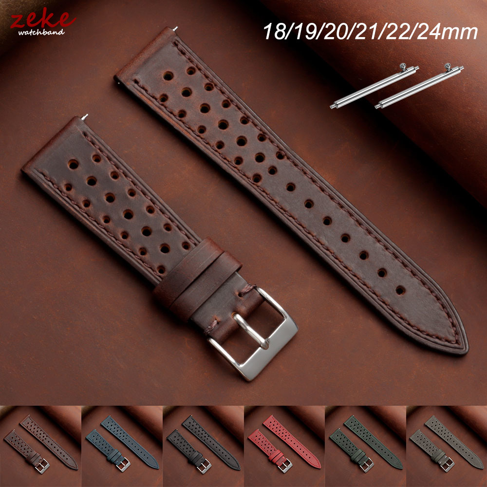 Leather Strap Quick Release - Vintage Racing lederen horlogeband voor Omega
