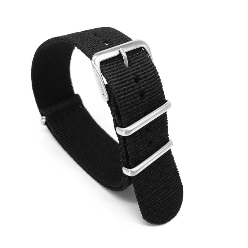 Nato Strap Nylon - Zwarte nylon band voor 16 mm